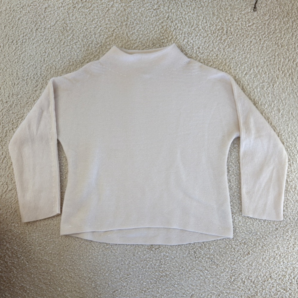 Vince Women's Cream and White Wool and Cashmere Turtleneck Sweater (Large)